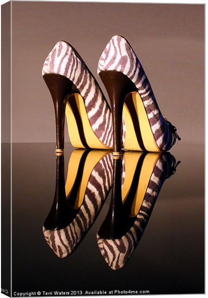 Zebra Print stiletto Shoes Canvas Print by Terri Waters