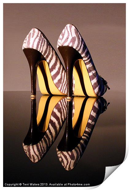 Zebra Print stiletto Shoes Print by Terri Waters