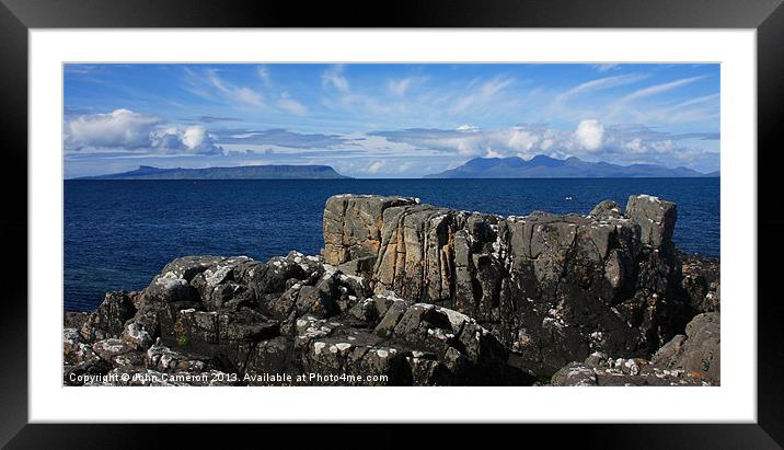 Eigg and Rum from Mallaig. Framed Mounted Print by John Cameron