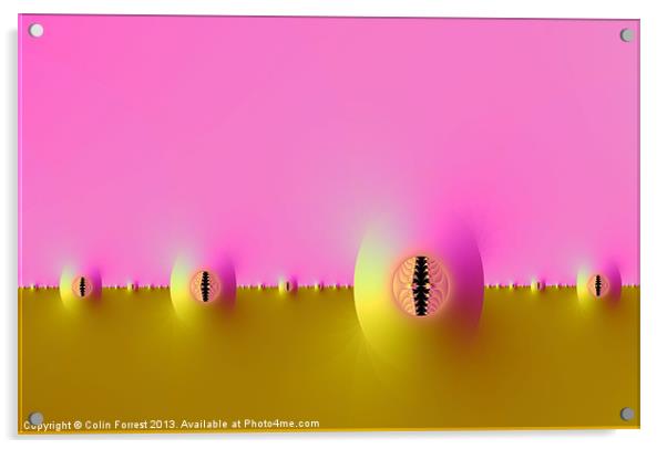 Fractal Farm in Pink and Gold Acrylic by Colin Forrest