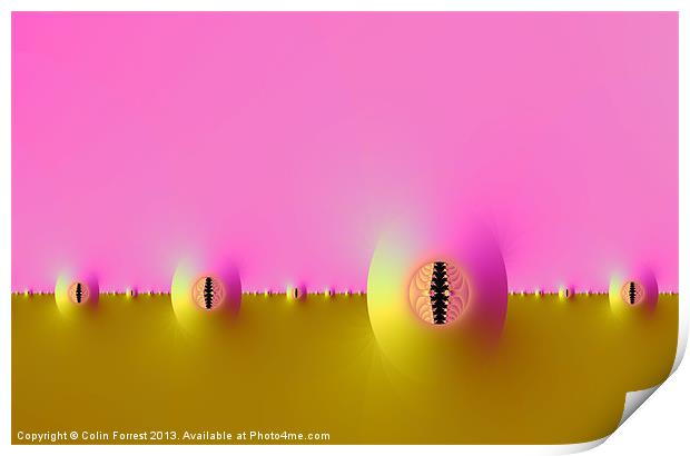 Fractal Farm in Pink and Gold Print by Colin Forrest