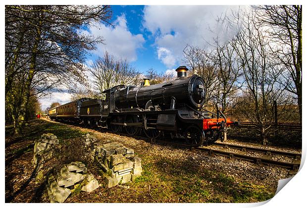Steam Train nearing station Print by Oxon Images