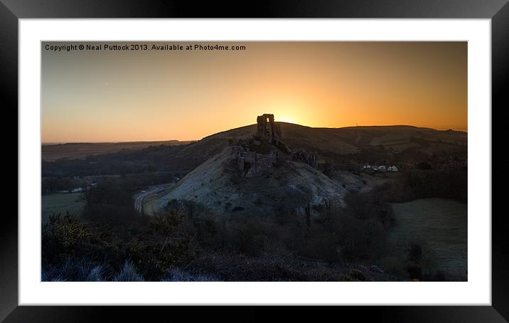 Corfe Castle Sunrise Framed Mounted Print by Neal P