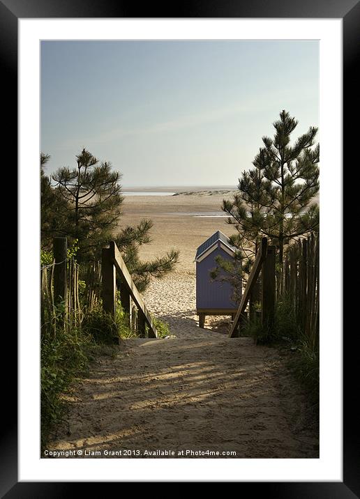 Beach hut and path to beach. Wells-next-the-sea, N Framed Mounted Print by Liam Grant