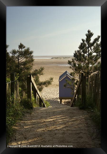 Beach hut and path to beach. Wells-next-the-sea, N Framed Print by Liam Grant