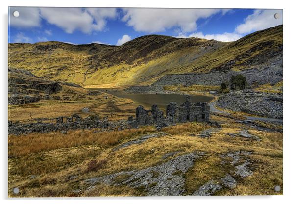 Cwmorthin Slate Ruins Landscape Acrylic by Ian Mitchell