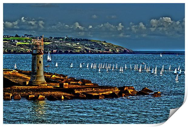 Night draws on Plymouth sound Print by Ade Robbins