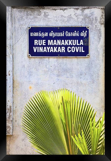 Rue Manakkula Vinayakar Covil Pondicherry Framed Print by Arfabita  