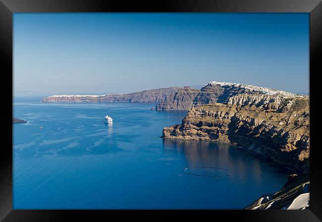 Santorini caldera Framed Print by Gary Eason