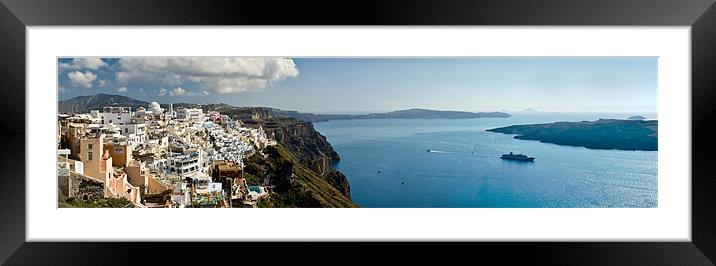 Santorini Fira view Framed Mounted Print by Gary Eason