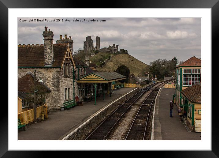 Corfe Castle Station Framed Mounted Print by Neal P