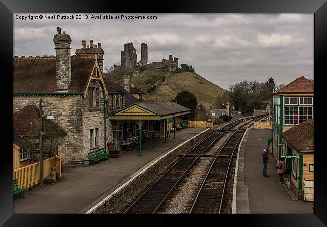 Corfe Castle Station Framed Print by Neal P