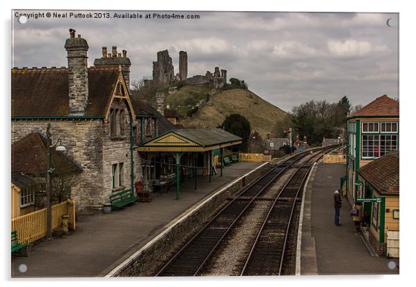Corfe Castle Station Acrylic by Neal P