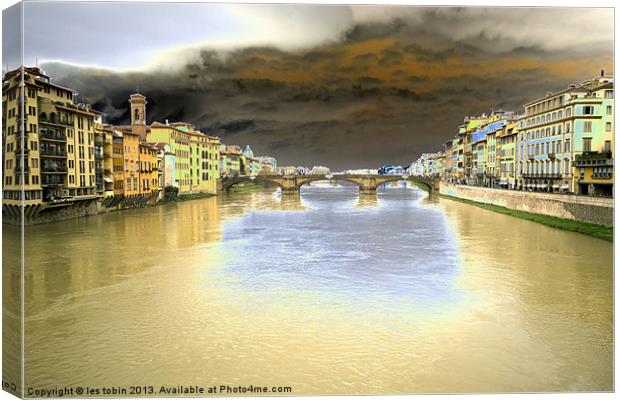 Storm over The Arno Canvas Print by les tobin