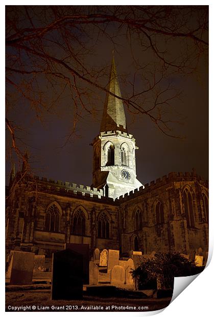 Bakewell Parish Church at twilight. Bakewell, Peak Print by Liam Grant