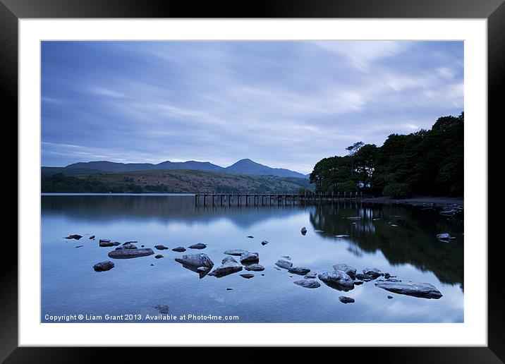 Coniston Water at dawn, Lake District, Cumbria, UK Framed Mounted Print by Liam Grant