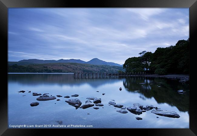 Coniston Water at dawn, Lake District, Cumbria, UK Framed Print by Liam Grant