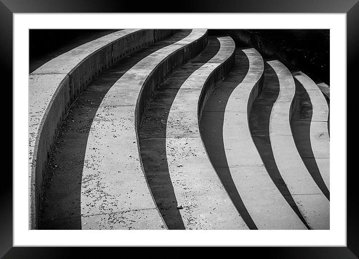 Curved Steps to the Beach - Mono Framed Mounted Print by Ian Johnston  LRPS