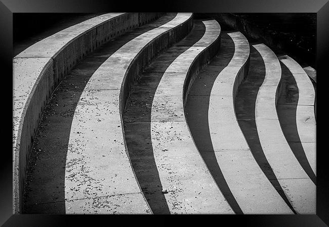 Curved Steps to the Beach - Mono Framed Print by Ian Johnston  LRPS