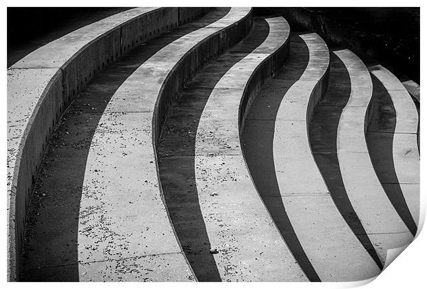 Curved Steps to the Beach - Mono Print by Ian Johnston  LRPS