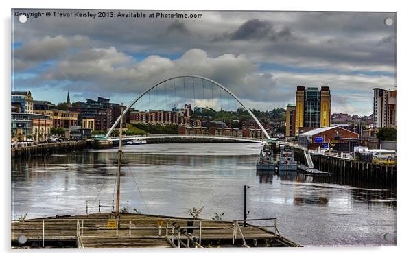 Millenium Bridge River Tyne Acrylic by Trevor Kersley RIP