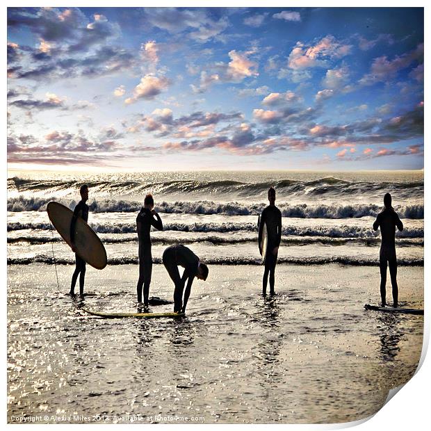 Surfs up boys Print by Alexia Miles