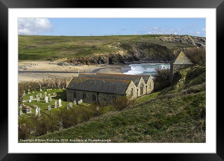 Cornish Seascape St Winwaloe Gunwalloe Framed Mounted Print by Brian Roscorla