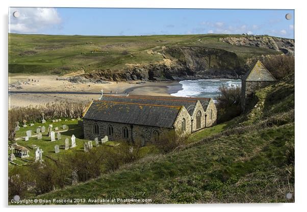 Cornish Seascape St Winwaloe Gunwalloe Acrylic by Brian Roscorla