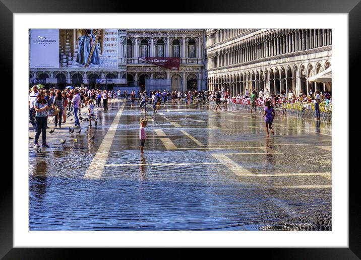 Paddling in Piazza San Marco Framed Mounted Print by Tom Gomez