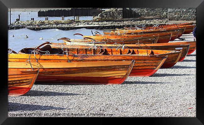 ROWING BOATS ON DERWENT WATER Framed Print by Anthony Kellaway