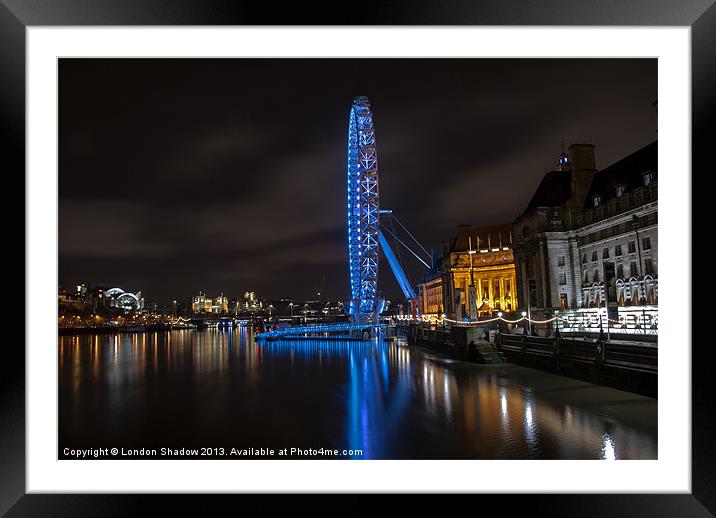 London Eye at Night Framed Mounted Print by London Shadow