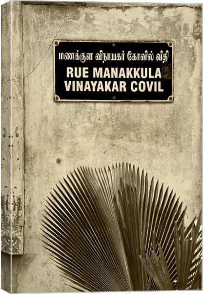 Rue Manakkula Vinayakar Covil Pondicherry Canvas Print by Arfabita  