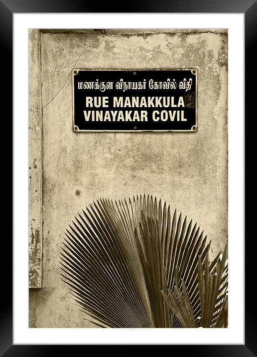 Rue Manakkula Vinayakar Covil Pondicherry Framed Mounted Print by Arfabita  