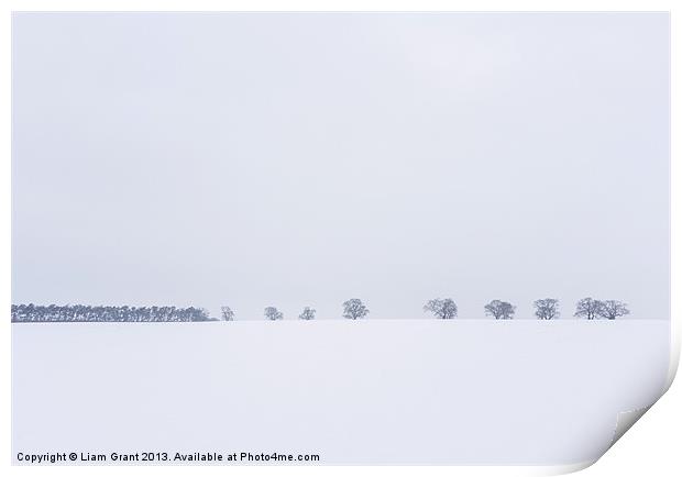 Snow covered field and trees on the horizon. East  Print by Liam Grant