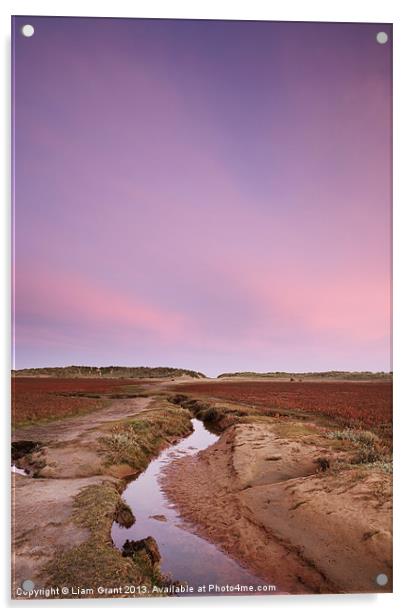 Dawn sky and beach. Holkham, North Norfolk Coast,  Acrylic by Liam Grant