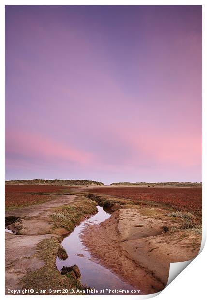 Dawn sky and beach. Holkham, North Norfolk Coast,  Print by Liam Grant