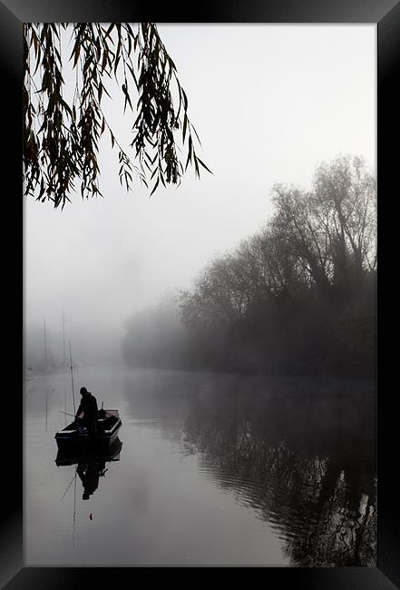Fishing in the Mist Framed Print by Sandra Thompson