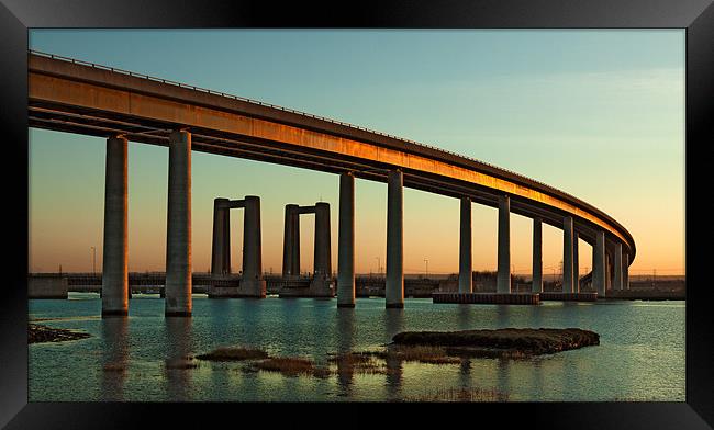 Sheppey Bridges at Sunset Framed Print by Sandra Thompson
