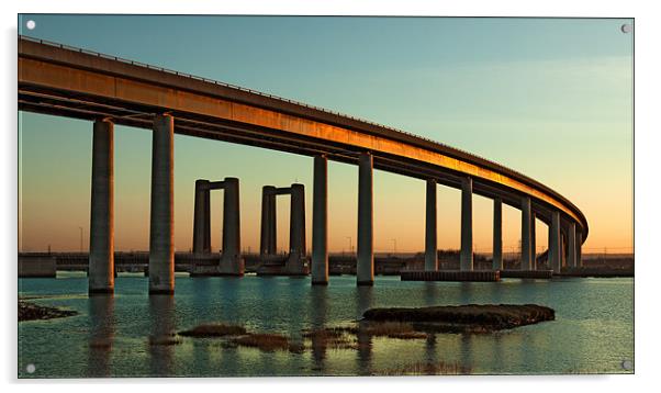 Sheppey Bridges at Sunset Acrylic by Sandra Thompson