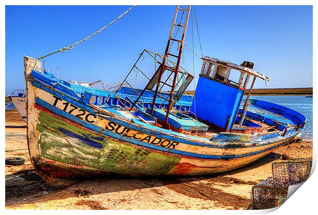 Old Portugees Fishing Boat Print by Dave Wilkinson North Devon Ph
