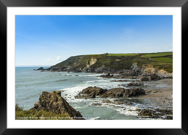 Cornish Seascape Gunwalloe Framed Mounted Print by Brian Roscorla