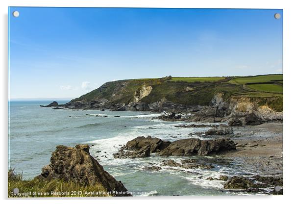Cornish Seascape Gunwalloe Acrylic by Brian Roscorla