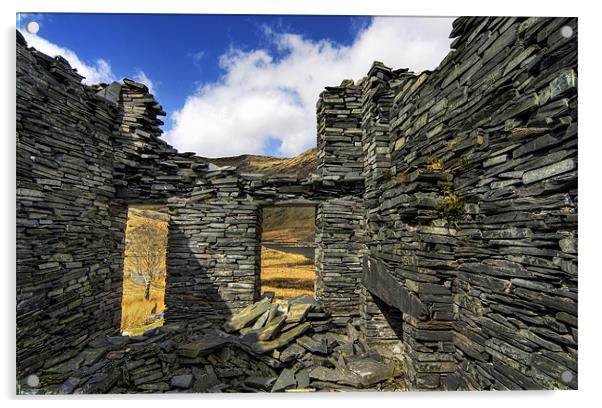 Cwmorthin Slate Ruins Acrylic by Ian Mitchell