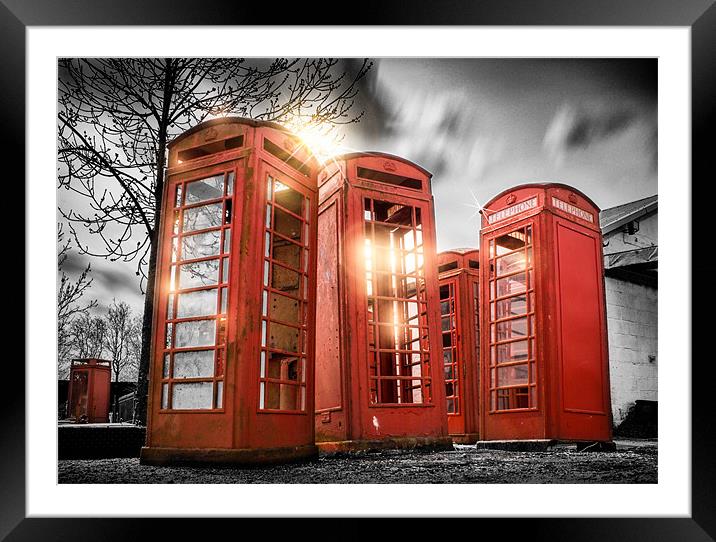 Red  Phonebox Art - 2 Framed Mounted Print by Ian Hufton