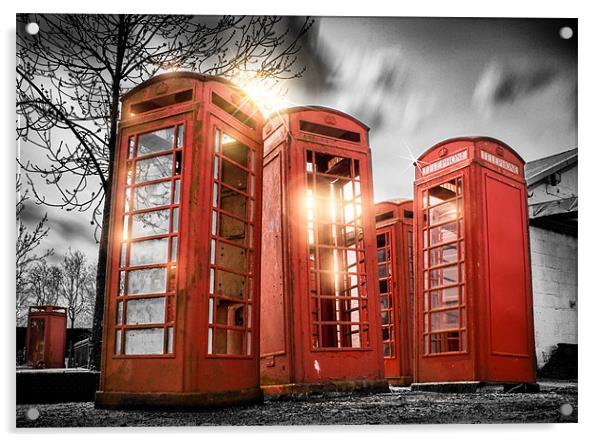 Red  Phonebox Art - 2 Acrylic by Ian Hufton