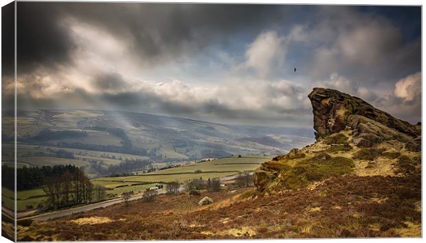 Hunting over Ramshaw Rock Canvas Print by nick coombs