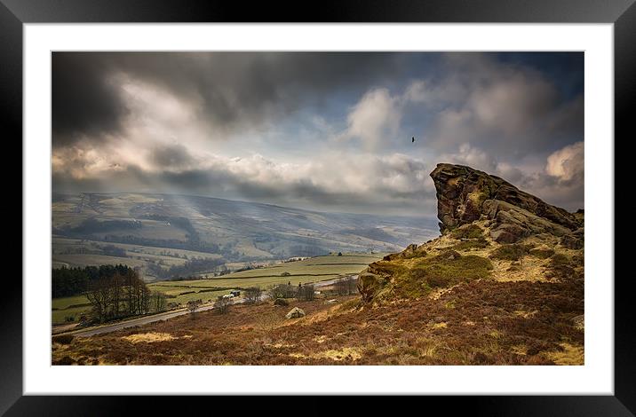 Hunting over Ramshaw Rock Framed Mounted Print by nick coombs