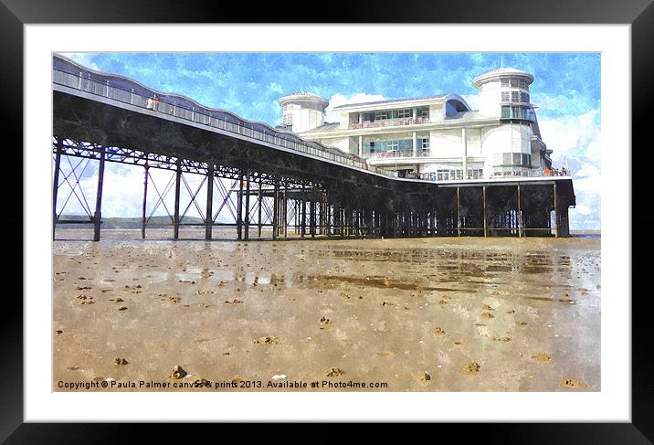 Grand pier in Weston-Super-Mare 2 Framed Mounted Print by Paula Palmer canvas