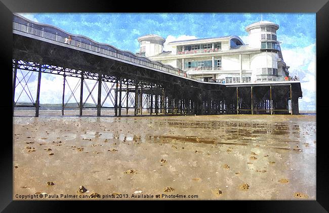 Grand pier in Weston-Super-Mare 2 Framed Print by Paula Palmer canvas