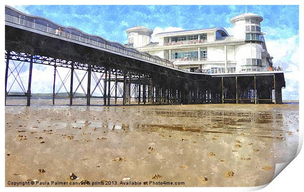 Grand pier in Weston-Super-Mare 2 Print by Paula Palmer canvas